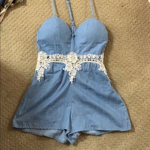 Baby blue and white romper from Angel Biba medium